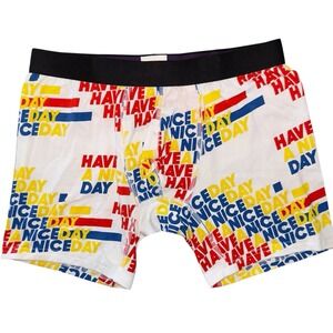 MeUndies Mens‎ Medium Yellow Blue Have A Nice Day Modal Boxer Briefs NWOT